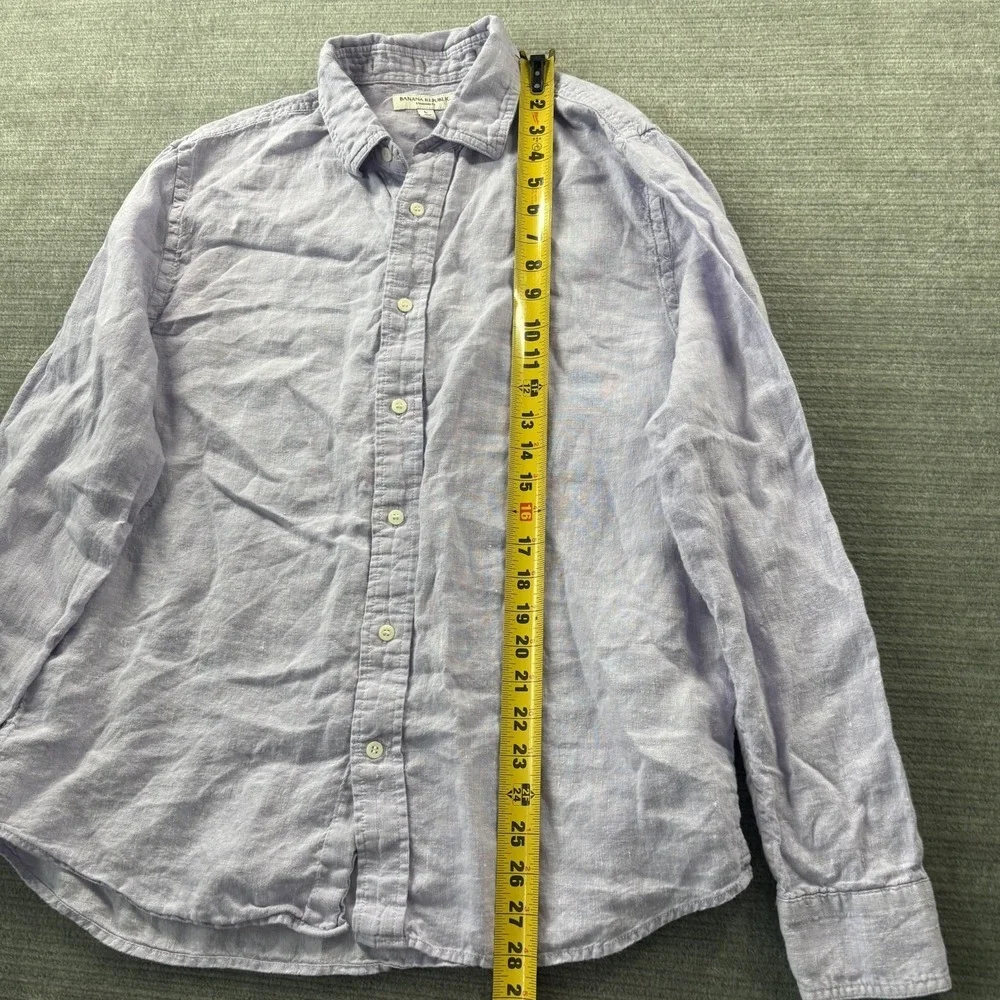 Banana Republic Shirt Mens Large Lilac 100%‎ Linen Button Up Standard Fit Resort